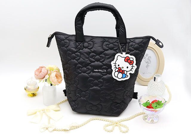 HELLO KITTY［ハローキティ］リボンな3wayキルティングBAG おしゃれBLACK