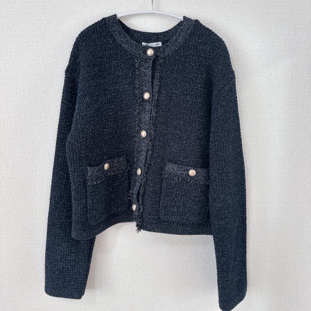 GU フリンジダブルポケットニットジャケットZ NAVY