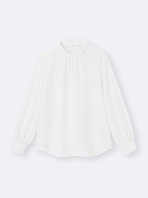 GU スタンドカラーブラウスZ OFF WHITE