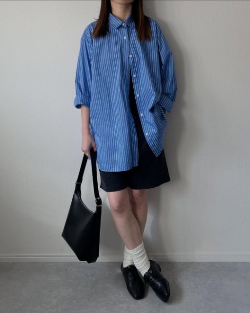 ウォッシュドスウェットハーフパンツを着たコーデ