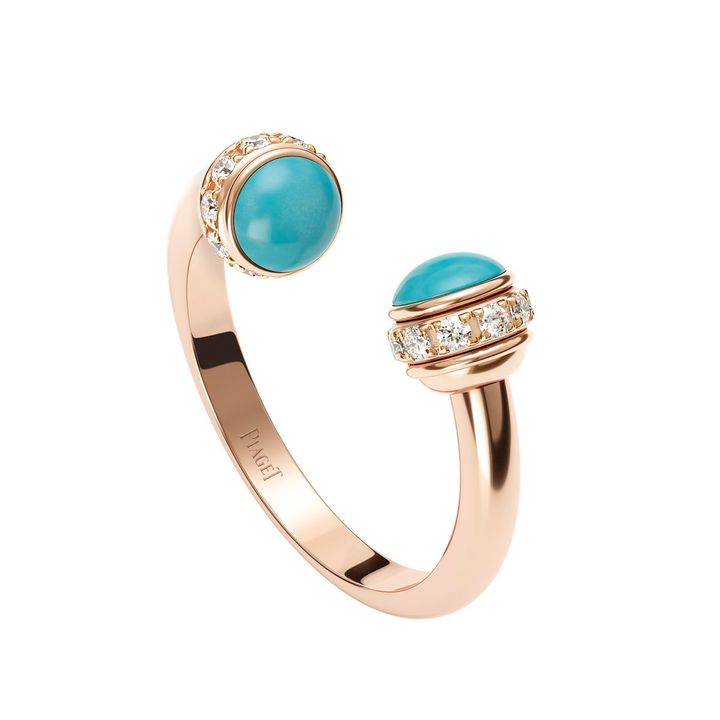 「Possession」リング 18KPG、ダイヤモンド、ターコイズ ¥572,000／PIAGET（ピアジェ コンタクトセンター0120-73-1874）Photo_ Courtesy of PIAGET