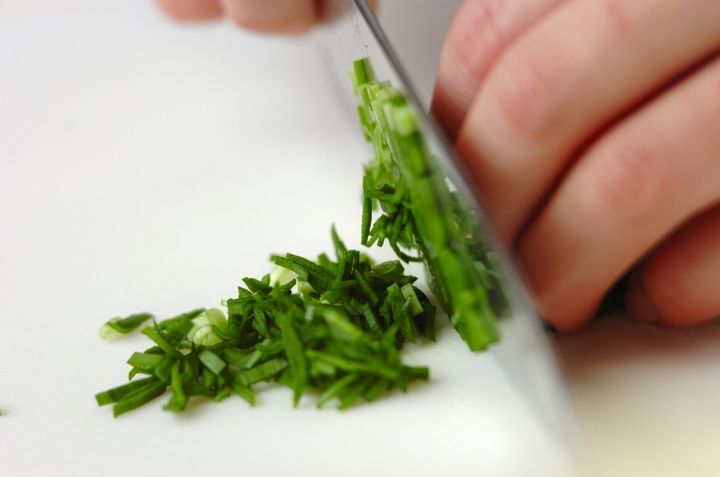 豆腐のニラダレの下準備1