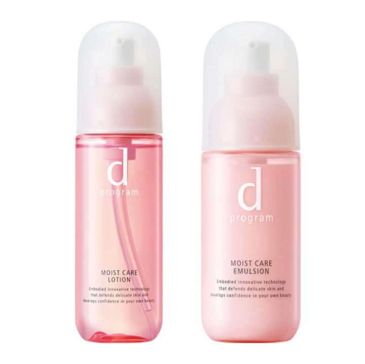 画像: （左から）d プログラム モイストケアローション MB［医薬部外品］125ｍL ￥3,740（編集部調べ）、同 モイストケア エマルジョン MB［医薬部外品］100ｍL ￥4,070（編集部調べ）／ともに資生堂 出典：資生堂「d プログラム」公式サイト