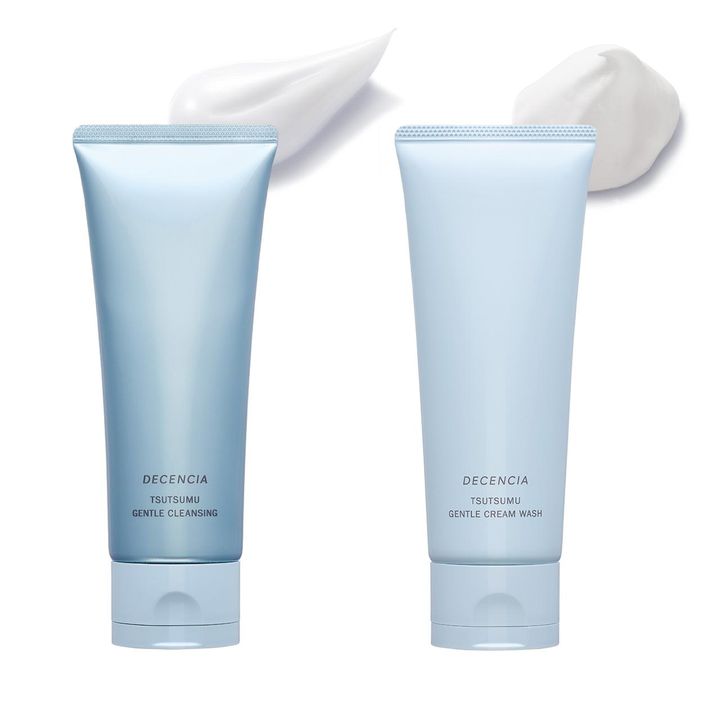 画像: （左から）肌への摩擦を抑え、潤いを保ちながらメイクオフ。ディセンシア つつむ ジェントル クレンジング 100g ¥2,420、しっとりしなやかな洗い上がり。同 クリームウォッシュ 100g ¥1,980／ともにディセンシア 出典：ディセンシア公式サイト