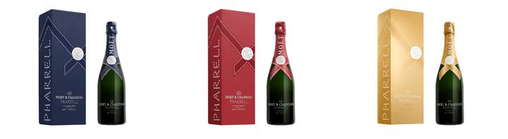 「モエ・エ・シャンドン モエ アンペリアル ファレル ウィリアムス ギフトボックス」 各9,845円 （税込）