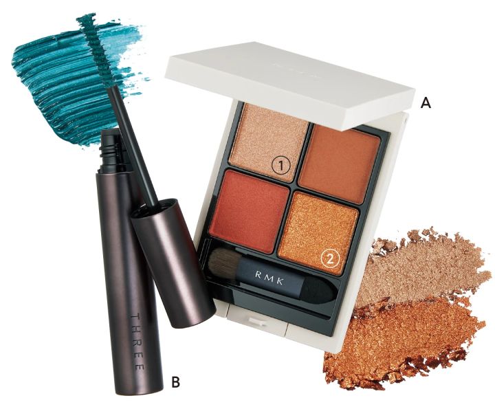 林由香里 メイク 春 オレンジ グリーンのバイカラー