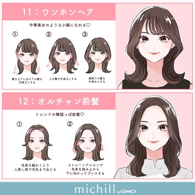 毎日イメチェンミディアム巻き髪 ワンホンヘア オルチャン前髪