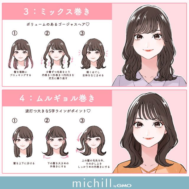 毎日イメチェンミディアム巻き髪 ミックス巻き ムルギョル巻き