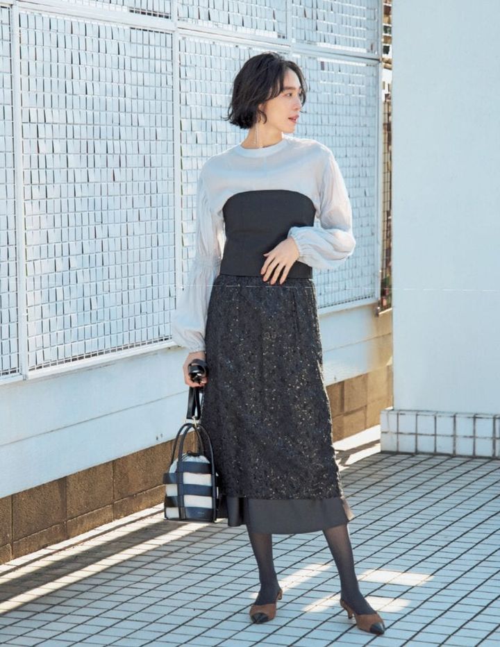 スパンコールアイテムのコーディネート