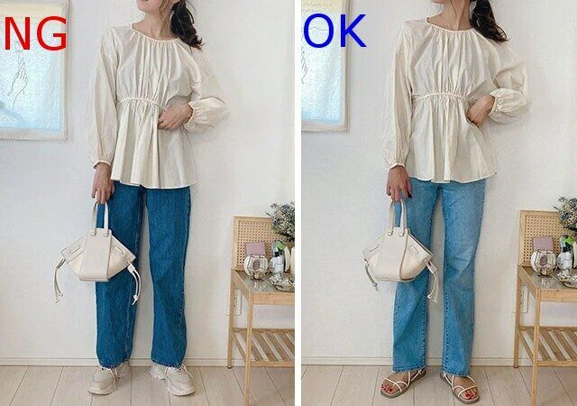 ふんわりブラウスレディース大人春NGコーデ