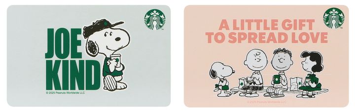 【店舗販売】「スターバックスカード PEANUTS JOE KIND SNOOPY」「スターバックスカード PEANUTS LOVE」2000円以上の入金で発行可能