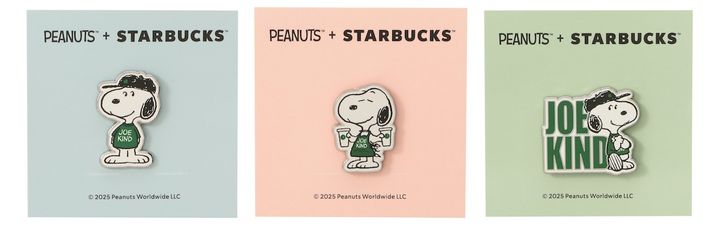 （左から）「PEANUTS ピンバッジ ブルー/ピンク/グリーン」各1200円