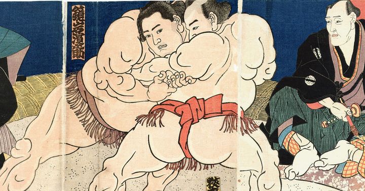 相撲絵、相撲は江戸時代を通して人気のスポーツであった