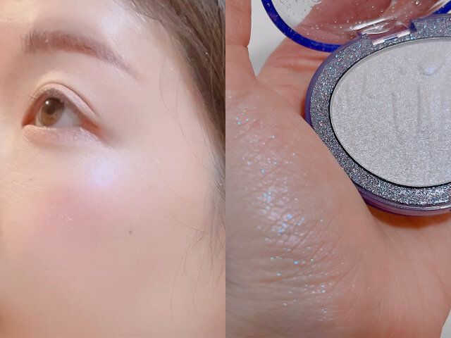 fwee グリッツストーンハイライター HL12 メリーオーロラ 手に付けて発色確認