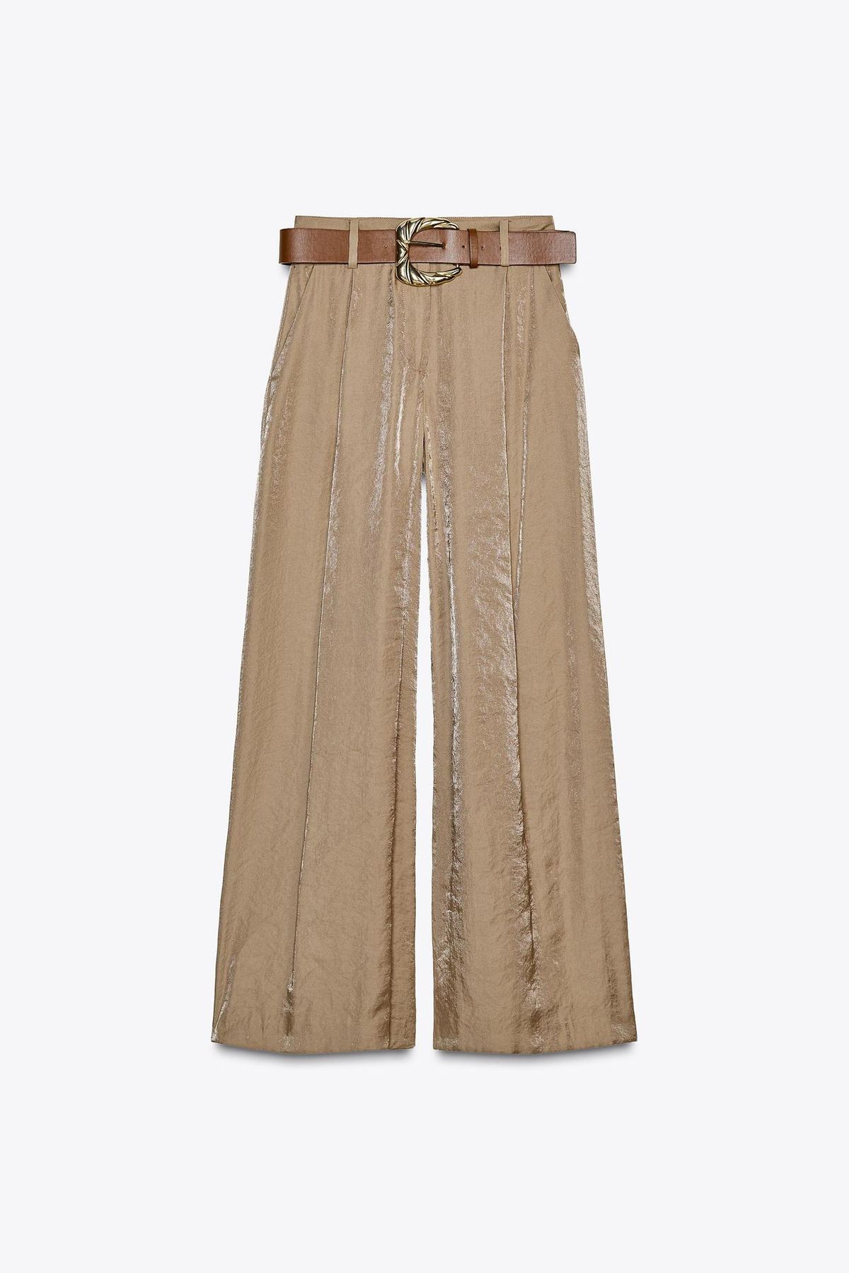 スペイン発送 ZARA ワイドサテンパンツ マリン 上品カジュアル ZARA】サイドライン入りサテンパンツ 4391/403/401 (ZARA/パンツ
