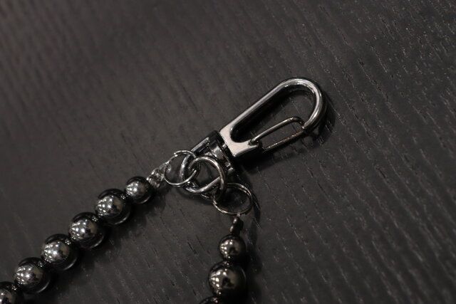 メタリックハートビーズキーホルダー（黒、ピンクゴールド） ナスカン