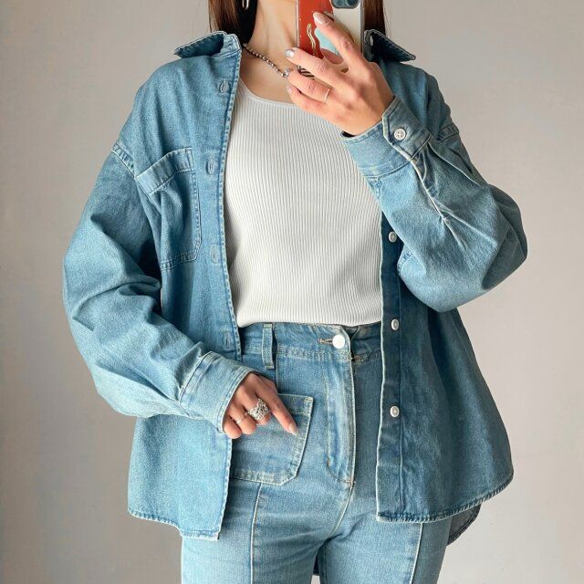 GU ウォッシュドシャツ 着用