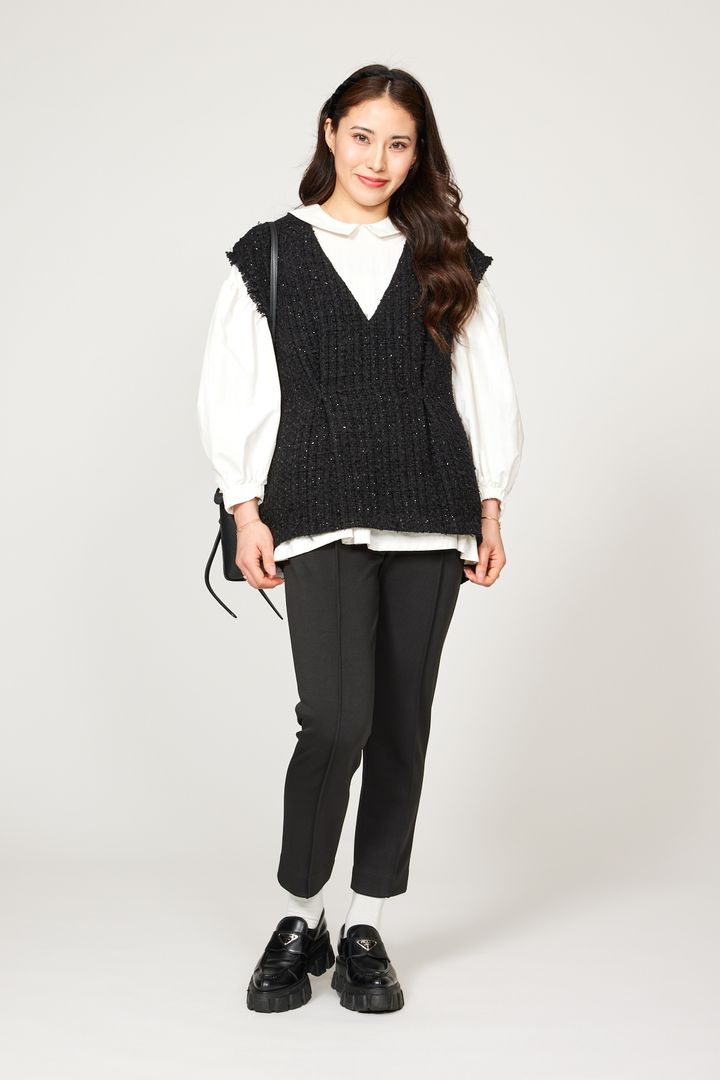 クラウドチームVERYデラクナー友理の春のジレの着こなし_前