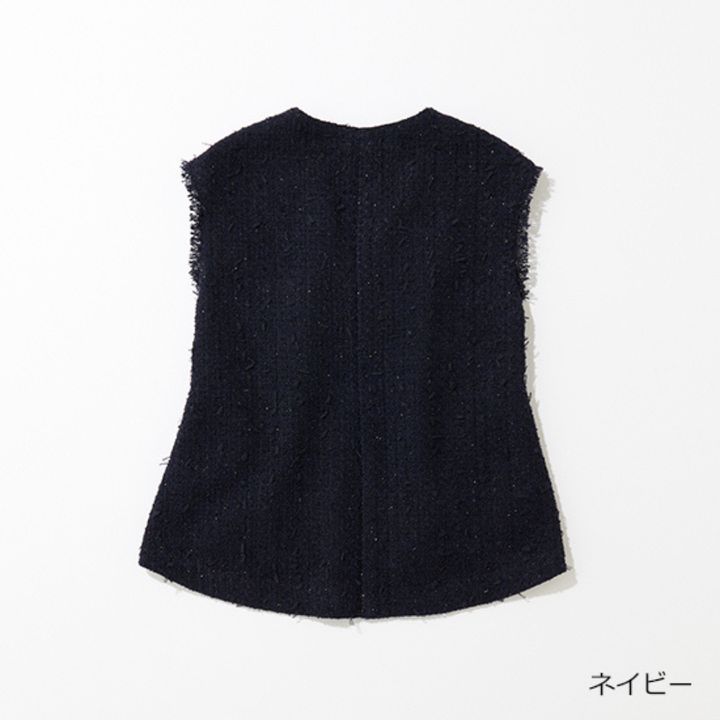 THREE SQUAREのラメツィードジレ_ネイビー後ろ