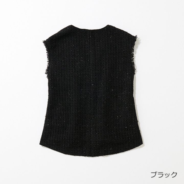 THREE SQUAREのラメツィードジレ_ブラック後ろ