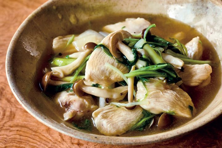 むね肉？ と思うほど柔らかな舌触り 【鶏むね肉と水菜のさっと煮】