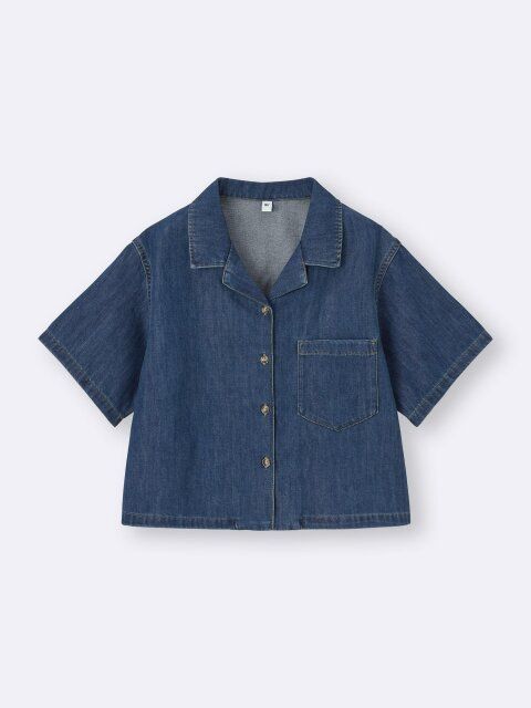 GUのライトデニムオープンカラーシャツ