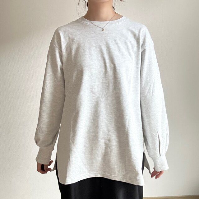 GU ライトスウェットオーバーサイズT（長袖） LIGHT GRAY 着用