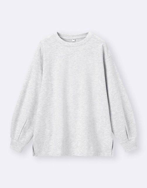 GU ライトスウェットオーバーサイズT（長袖） LIGHT GRAY