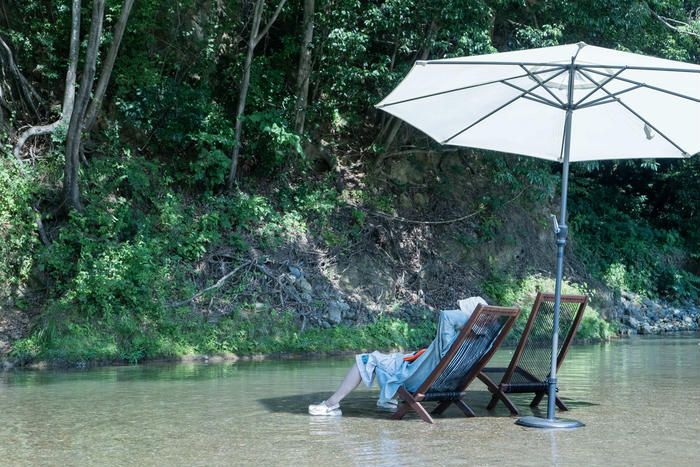 お花見サウナフェス 川の上のととのいスペース