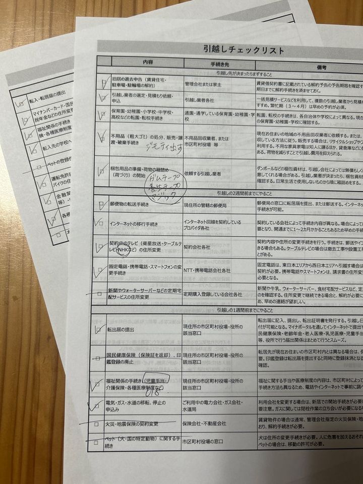 ネットや引っ越し業者などから入手できる引っ越し手続きのチェックリスト