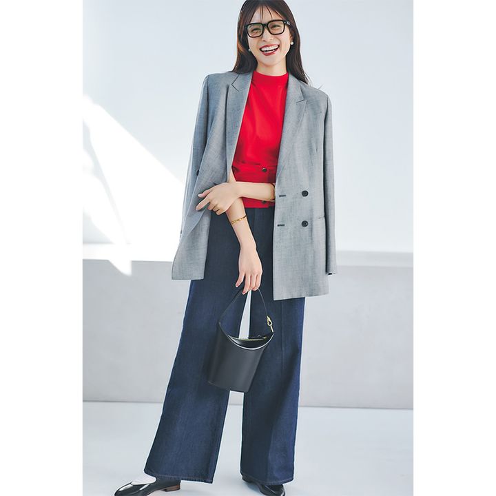 キレイめカラーでお仕事デニムコーデ