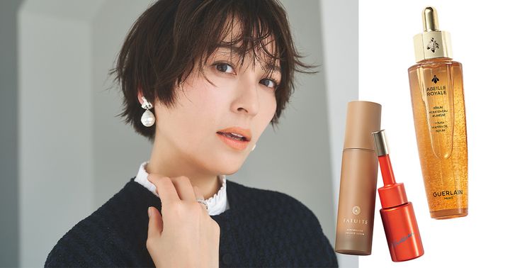 肌の調子が上向く美容液とモデルのイメージ画像