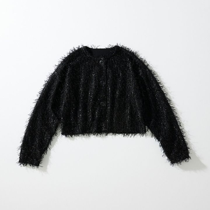 THREE SQUARE_ラメシャギーカーディガン_前