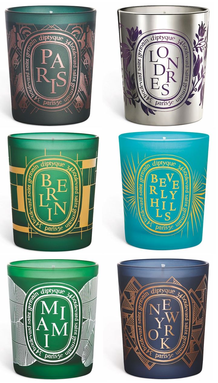 〈上段左から〉キャンドル パリ、キャンドル ロンドン 〈中段左から〉キャンドル ベルリン、キャンドル ビバリーヒルズ 〈下段左から〉キャンドル マイアミ、キャンドル ニューヨーク 各190g 各￥12,650（すべて4月11日より限定発売）