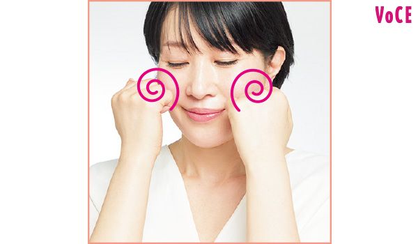 にこぶしを当てた状態でぐるぐる3回転