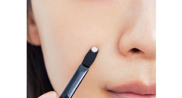 パレット上段の中央と右をチップの細い部分で隠したい部分にのせる。