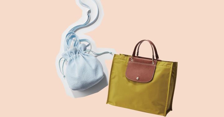 ピオヌンナルの巾着ショルダーバッグとロンシャンの横型トート