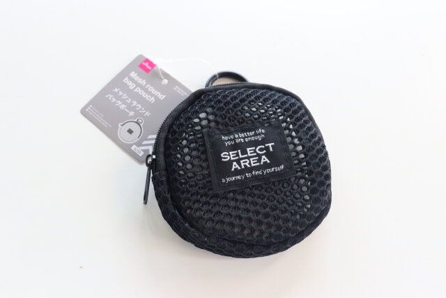 ダイソー メッシュラウンドバッグポーチ 商品タグ