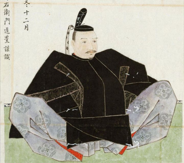 「大内義隆画像」玉堂宗条賛（模写）、楯護介蔵（東京大学史料編纂所所蔵）を改変