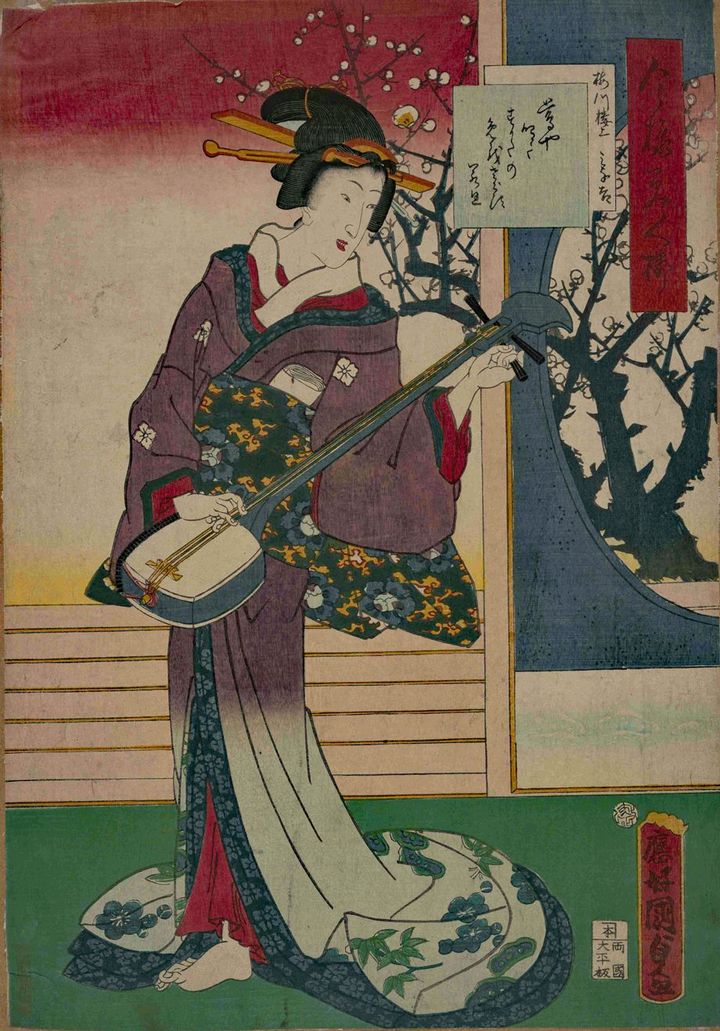 浮世絵に描かれた芸者の姿