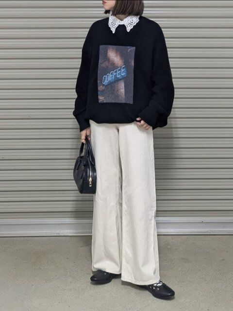 白デニムパンツコーデ4