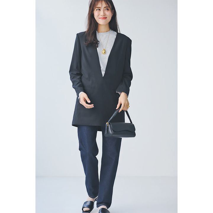 デニムでもきちんと感ある母業コーデ