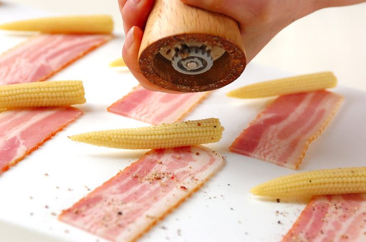 ベビーコーンベーコン焼きの作り方1