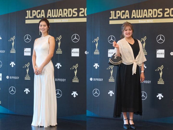 女子プロ、“美ドレス姿”で勢揃い！竹田麗央、政田夢乃が登場【JLPGAアワード】
