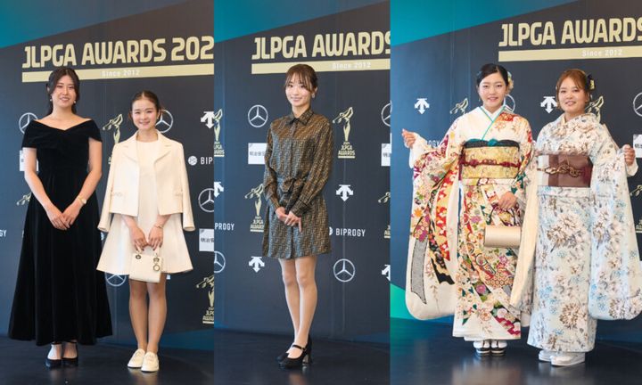 女子プロ、“美ドレス姿”で勢揃い！竹田麗央、政田夢乃が登場【JLPGAアワード】
