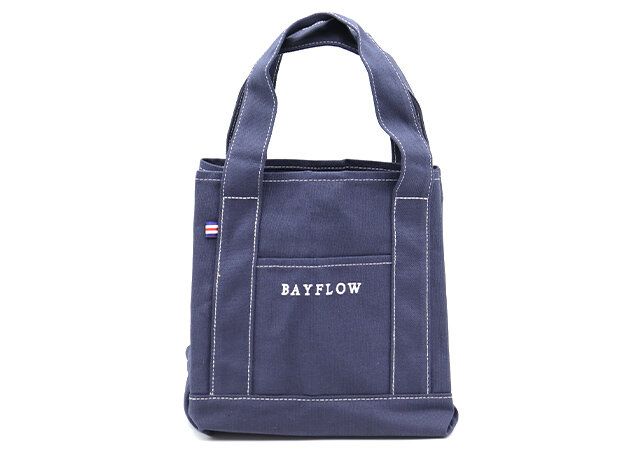 ベイフロー収納5ポケットロゴトートバッグネイビー