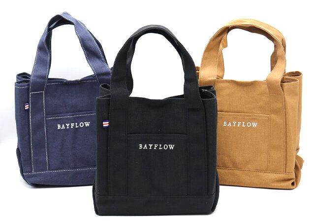 ベイフロー収納5ポケットロゴトートバッグ