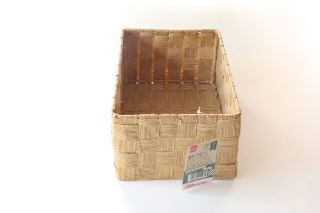 ダイソーのペーパーバスケット（3サイズアソート、ベージュ・ブラウン）のパッケージ