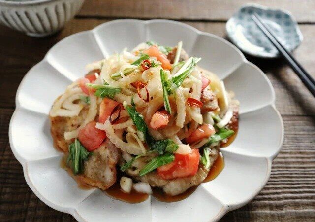 新玉ねぎと豚ロースの南蛮漬け