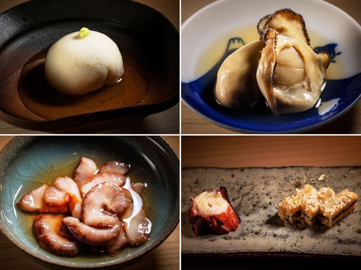 東北沢『鮨 西崎』のつまみ４品